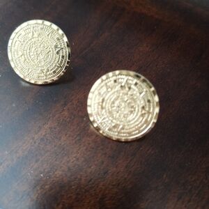 Gold Aztec Coin Earrings